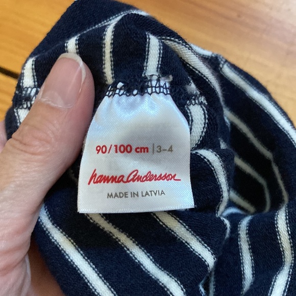 HANNA ANDERSSON 90/100 Navy Blue Stripe Tights Footed - Picture 4 of 4